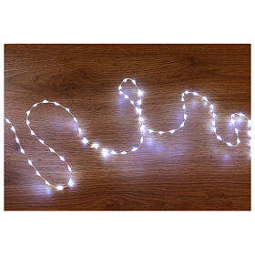 Lighting chain of 600 cold white nanoLEDs, silver wire, remote, 9 m, indoor/outdoor