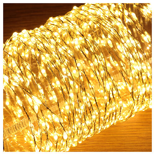 Lighting chain of 600 warm white nanoLEDs, silver wire, remote, 9 m, indoor/outdoor 4