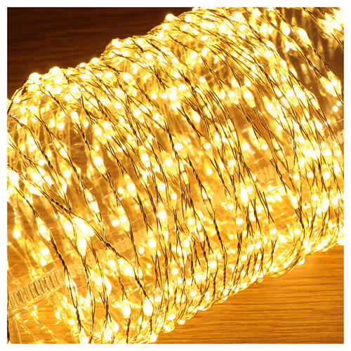 Stringa filo nudo luminosa 600 nanoled luce calda 9m telecomando 4
