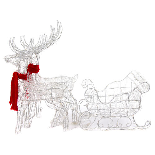 Reindeers with sleigh, crystal wire and 240 LEDs, indoor/outdoor, h 30 in 8