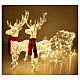 Pair of reindeer and crystal wire sled with 240 LEDs internal and external, h 75cm s6