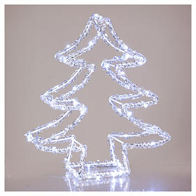 3D acrylic Christmas tree with 60 cold white nanoLEDs, battery-operated, h 12 in