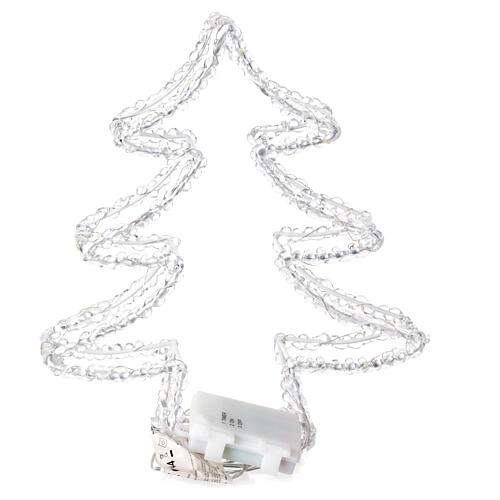 3D acrylic Christmas tree with 60 cold white nanoLEDs, battery-operated, h 12 in 5