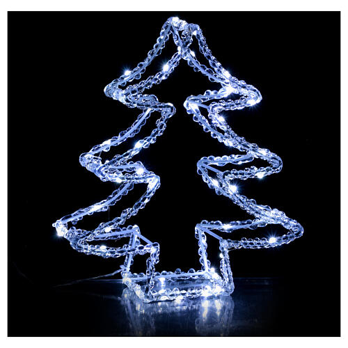Árvore 3D acrílico 60 nanoLEDs luz branco frio h 30 cm pilhas 1