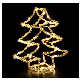 3D Christmas tree cut-out with 60 warm white nanoLEDs, battery-operated, acrylic, h 12 in