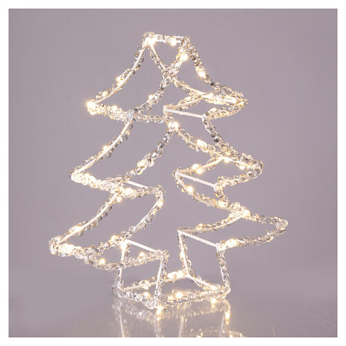 3D Christmas tree cut-out with 60 warm white nanoLEDs, battery-operated, acrylic, h 12 in 2