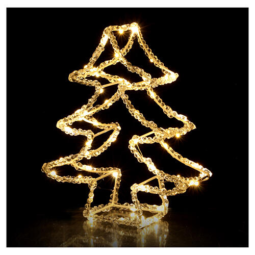 Choinka LED 3D akrylowa, 60 nanoLED, ciepłe białe światło, na baterie, 30 cm 3