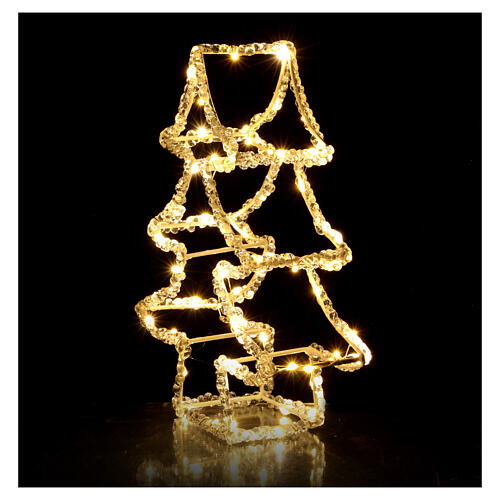 Silhueta árvore Natal 3D acrílico 60 nanoLEDs branco quente de pilhas h 30 cm 4