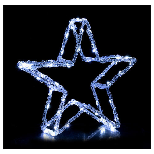 3D acrylic star with 60 cold white nanoLEDS, battery-operated, h 12 in, indoor/outdoor 1