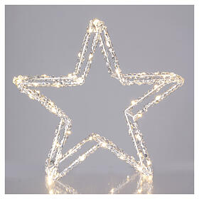 3D acrylic star with 60 warm white nanoLEDS, battery-operated, 12x12x4 in, indoor/outdoor