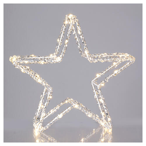 Gwiazda 3D - figura z akrylu, 60 nanoledów, światło ciepłe, 30x30x10 cm, zasilanie bateryjne, do wnętrz i na zewnątrz 2