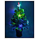 Christmas tree with 12 RGB LEDs and optical fibres, h 24 in, green PVC, indoor s1