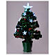 Christmas tree with 12 RGB LEDs and optical fibres, h 24 in, green PVC, indoor s2