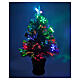Christmas tree with 12 RGB LEDs and optical fibres, h 24 in, green PVC, indoor s3