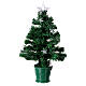 Christmas tree with 12 RGB LEDs and optical fibres, h 24 in, green PVC, indoor s6