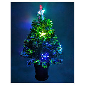 Árbol Navidad 12 LED RGB fibras ópticas h 60 cm pvc verde int