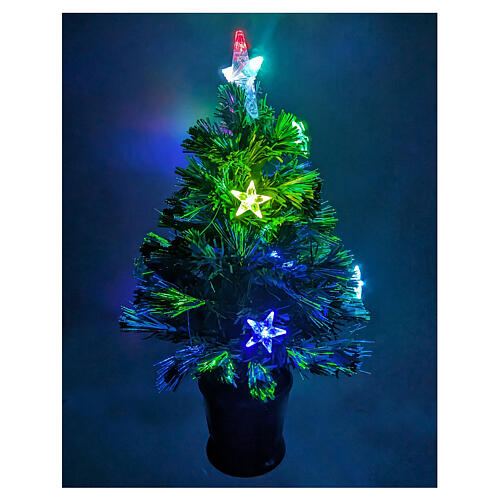 Árbol Navidad 12 LED RGB fibras ópticas h 60 cm pvc verde int 1