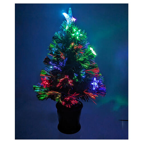 Árbol Navidad 12 LED RGB fibras ópticas h 60 cm pvc verde int 5