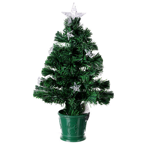 Árbol Navidad 12 LED RGB fibras ópticas h 60 cm pvc verde int 6