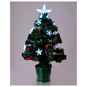 Albero Natale 12 LED RGB fibre ottiche h 60 cm pvc verde int