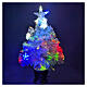 Christmas tree with 12 RGB LEDs and optical fibres, h 24 in, white PVC, indoor s1