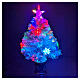 Christmas tree with 12 RGB LEDs and optical fibres, h 24 in, white PVC, indoor s3