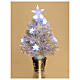 Christmas tree with 12 RGB LEDs and optical fibres, h 24 in, white PVC, indoor s4