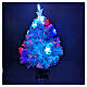 Christmas tree with 12 RGB LEDs and optical fibres, h 24 in, white PVC, indoor s5
