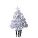 Christmas tree with 12 RGB LEDs and optical fibres, h 24 in, white PVC, indoor s6