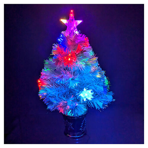 Árbol Navidad fibra óptica 12 LED RGB 60 cm pvc blanco uso interior 3