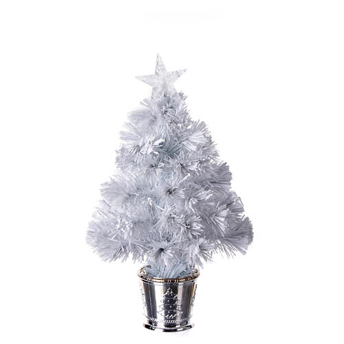 Árbol Navidad fibra óptica 12 LED RGB 60 cm pvc blanco uso interior 6