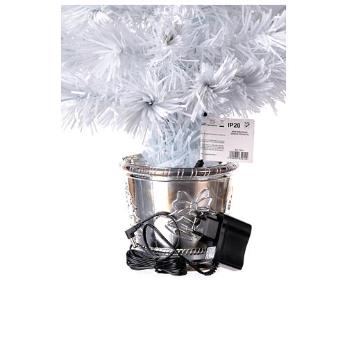 Albero Natale fibre ottiche 12 LED RGB 60 cm pvc bianco uso interno 7