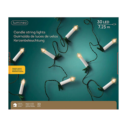 Lichterkette, 30 LED-Kerzen, warmweiß, mit Clips, Dauerlicht, Innenbereich 3