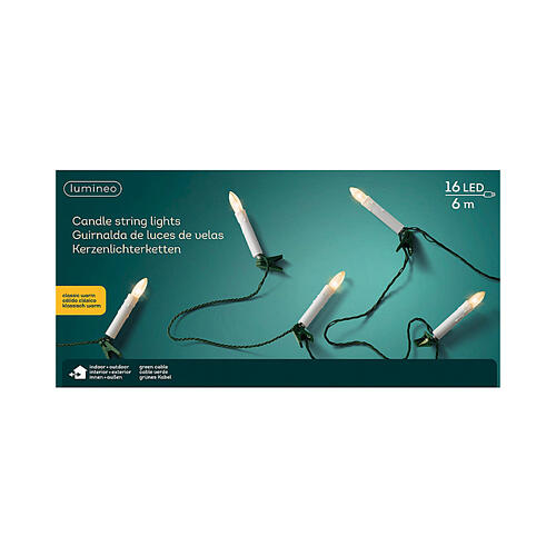 Chaîne 16 bougies LED blanc chaud avec pince lumière fixe pour intérieur/extérieur 3