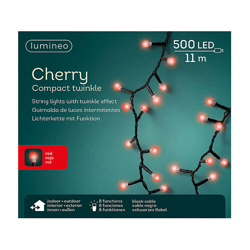 Cherry compact twinkle Christmas lights with 500 red LEDs, indoor/outdoor, 11 m 3