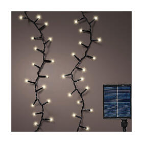 Luces de Navidad 750 LED blanco cálido 16 m int ext panel solar