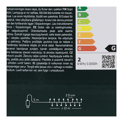 Filo di luci intermittenti bianco caldo 960 microled 12m int est 5