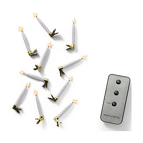 Set of 10 LED twisted candles with golden clips, 5.5 in, warm white light, with remote, indoor