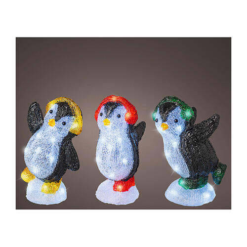 Christmas penguin yellow headphones LED acrylic 20 cm int ext h 20 cm 2