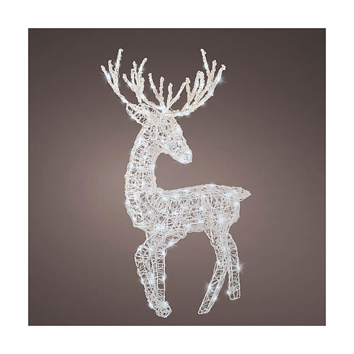 Reindeer with 100 cold white LED lights, flexible acrylic, indoor/outdoor, 37 in 1