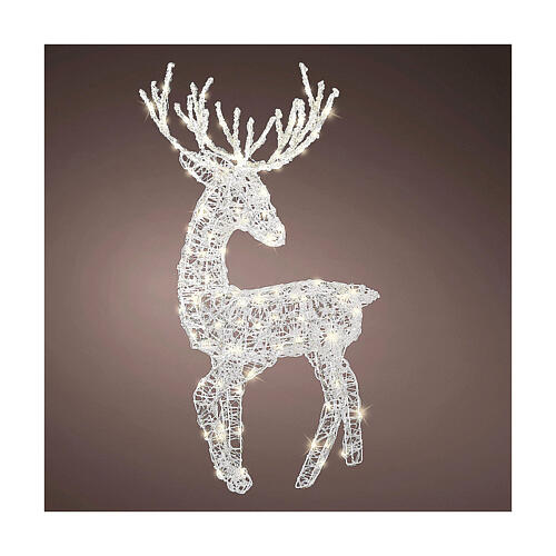 Reindeer with 100 warm white LED lights, flexible acrylic, indoor/outdoor, 37 in 1