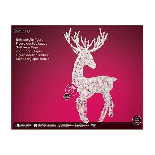 Christmas reindeer flexible acrylic 94cm 100 warm white LEDs 3