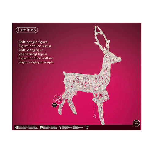 Reindeer with 120 warm white LED lights, flexible acrylic, indoor/outdoor, 46 in 3