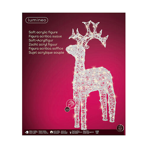 Christmas reindeer decoration flexible acrylic 120 warm white LEDs 116 cm 3