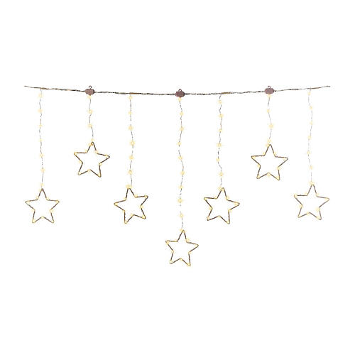 Lichtervorhang mit Sternen – 156 warmweiße Micro-LEDs, 8 Leuchtprogramme, 120 cm, für Innen und Außen, verlängerbar 3