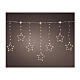 Curtain of warm white stars, 156 micro LEDs, 8 light plays, 47 in, indoot/outdoor, extensible s2