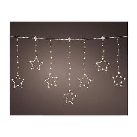 Cortina estrellas blanco cálido 156 microled 8 juegos luz 120 cm int ext prolongable