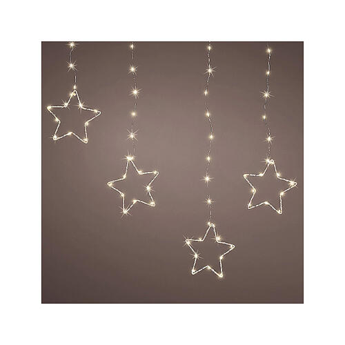 Cortina estrellas blanco cálido 156 microled 8 juegos luz 120 cm int ext prolongable 1