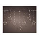 Cortina estrellas blanco cálido 156 microled 8 juegos luz 120 cm int ext prolongable s2