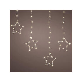 Warm white star curtain, 156 microLEDs, 8 light effects, 120 cm internal, extendable